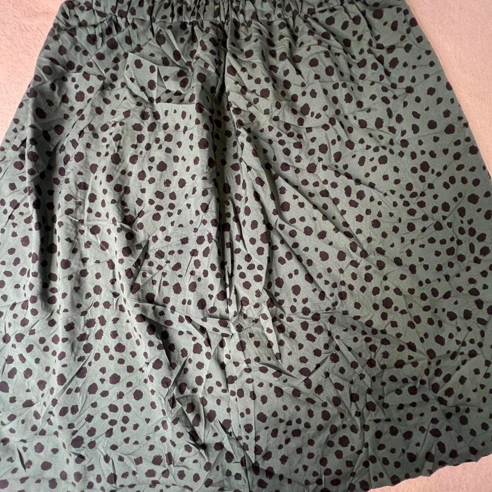 SHEIN Curve 2XL Green Leopard Print Midi Skirt Elastic Waist Tie Detail